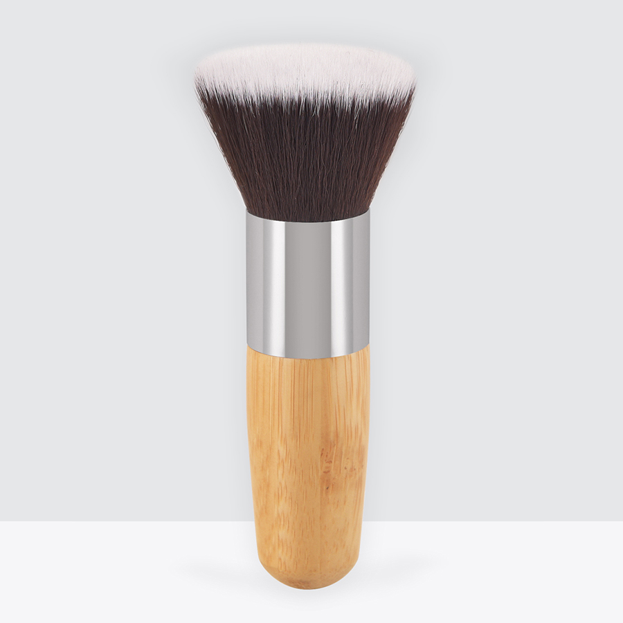 Fashion Wood Color Single Bamboo Handle Flat Powder Powder Makeup Brush,Beauty tools