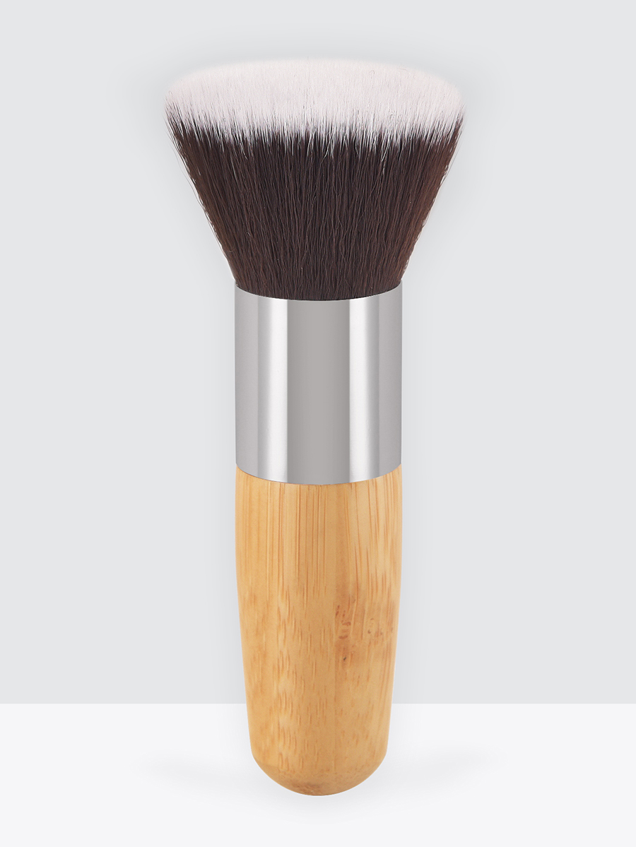 Fashion Wood Color Single Bamboo Handle Flat Powder Powder Makeup Brush,Beauty tools