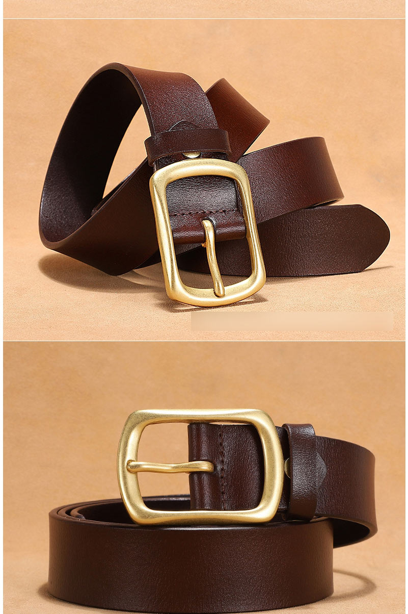 Fashion Brown Leather Wide Belt With Metal Buckle,Wide belts