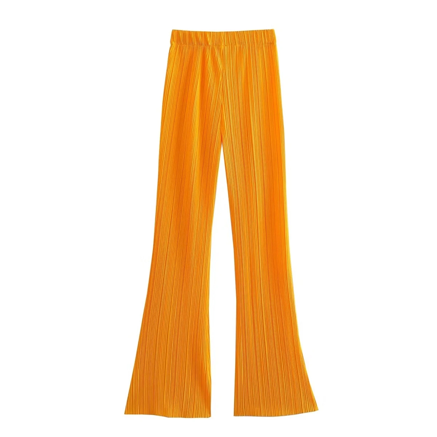 Fashion Green Woven Solid Pleated Trousers,Pants