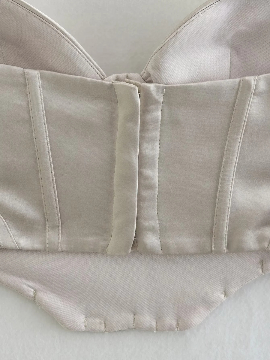 Fashion White Silk-satin Tunic Strapless Top,Tank Tops & Camis