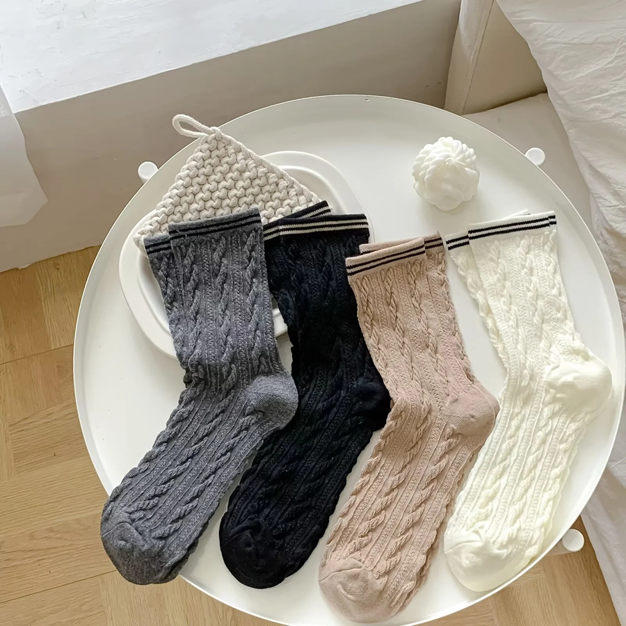 Fashion Black Cotton Knit Socks,Fashion Socks