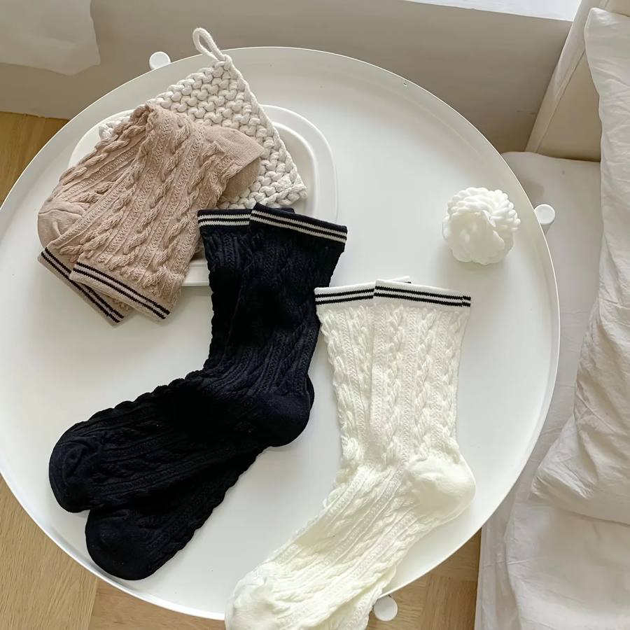 Fashion Black Cotton Knit Socks,Fashion Socks
