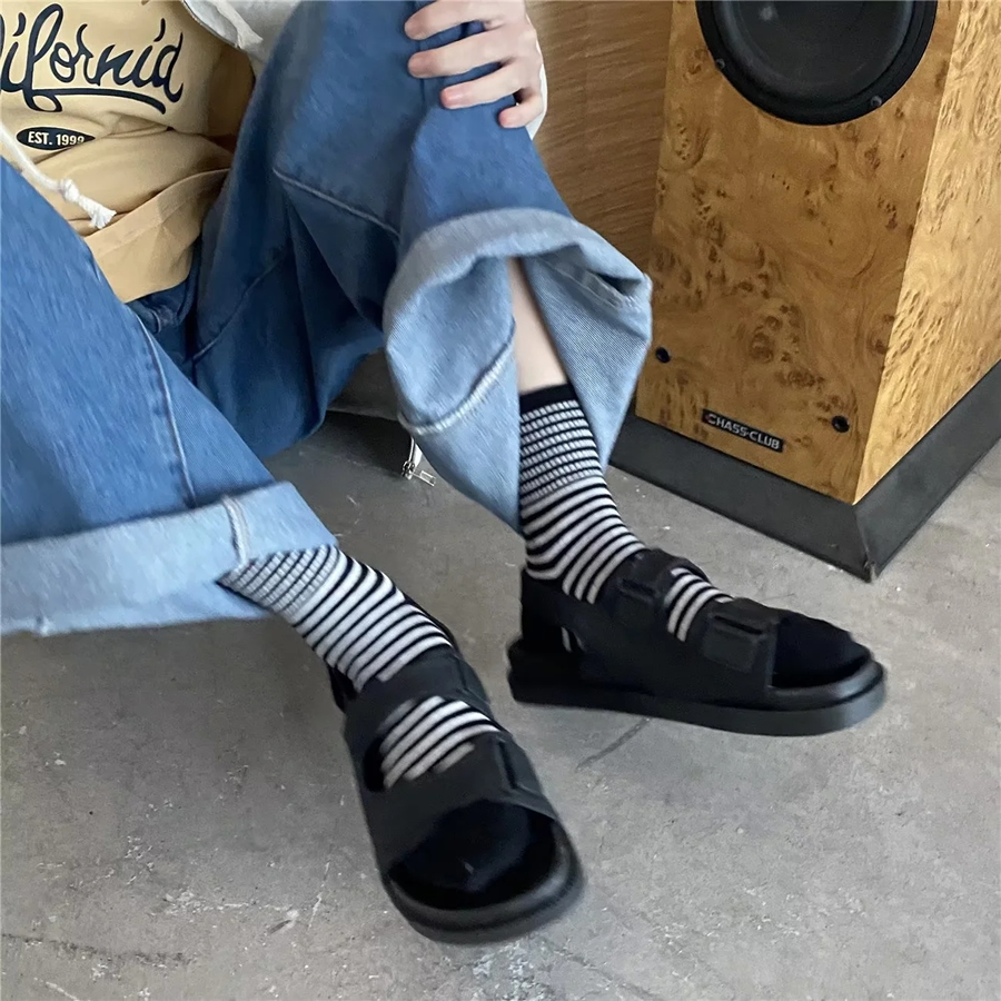 Fashion Grey Cotton Striped Socks,Fashion Socks