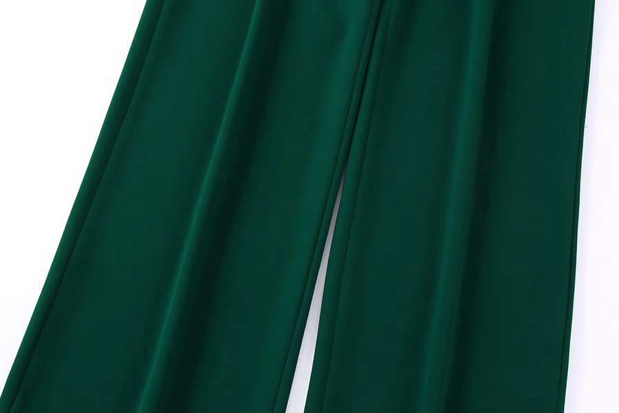 Fashion Green Polyester Straight Trousers,Pants