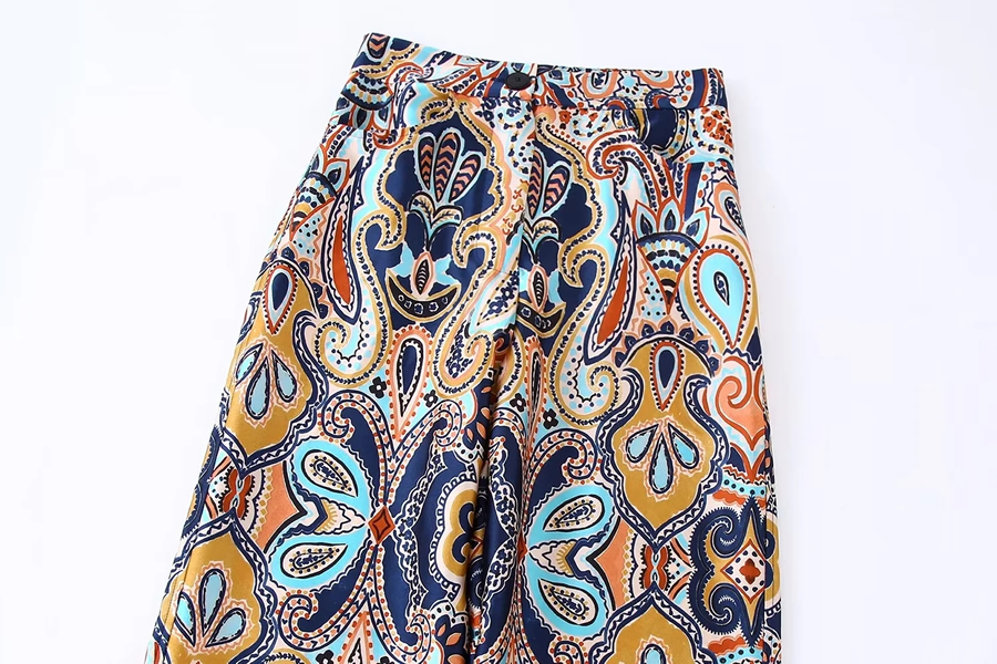 Fashion Solid Color Geometric Print Straight-leg Trousers,Pants