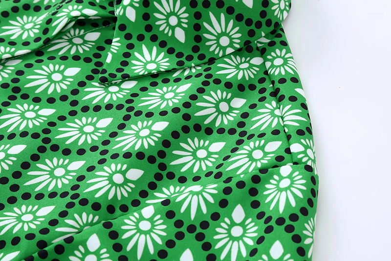 Fashion Green Printed Lapel Shirt,Tank Tops & Camis