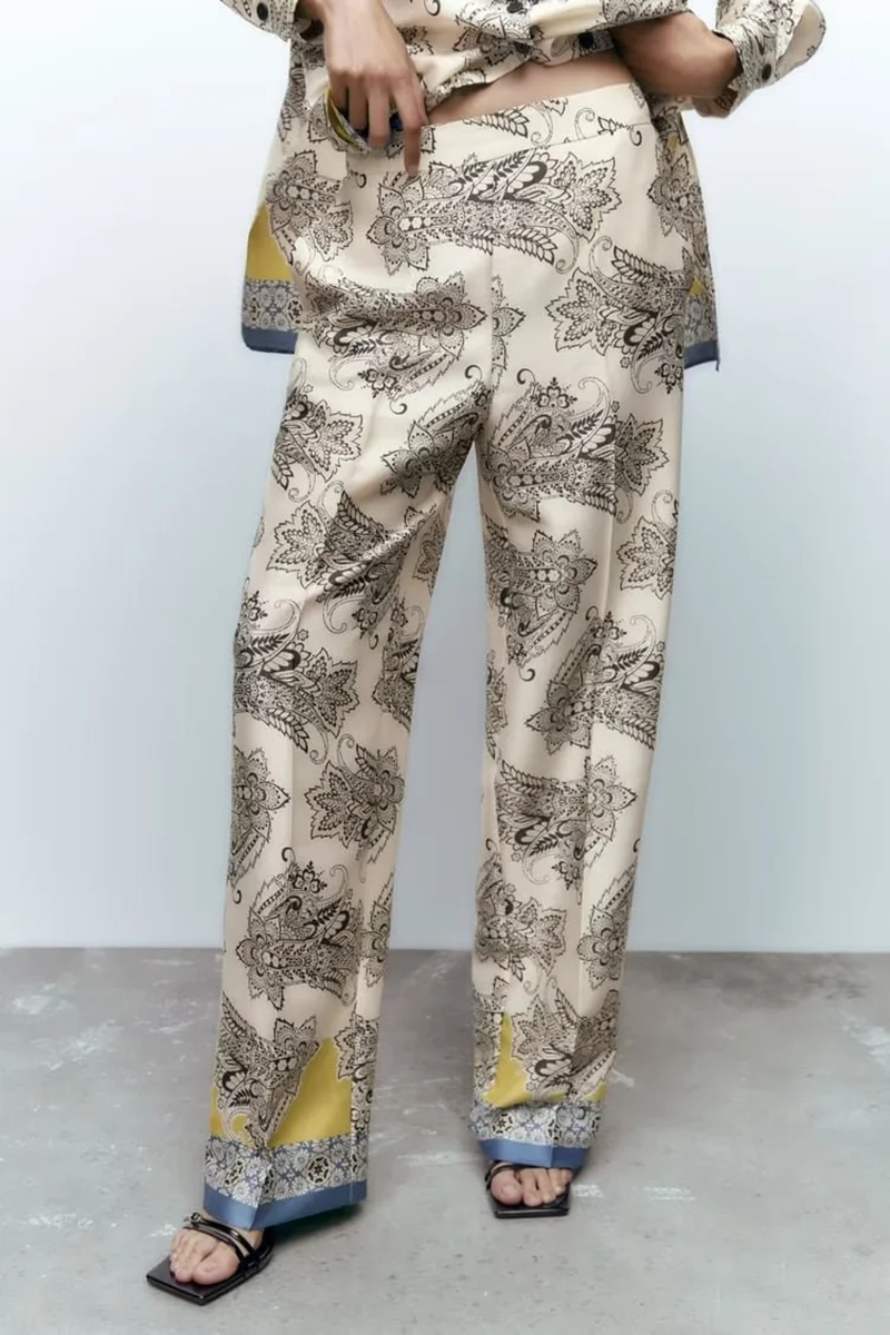 Fashion Printing Printed Straight-leg Trousers,Pants