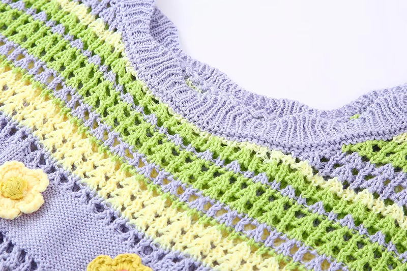 Fashion Purple Geometric Colorful Knit Crochet Tank Top,Tank Tops & Camis