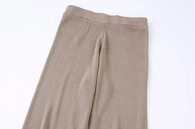 Fashion Brown Metallic Lined Straight Trousers,Pants