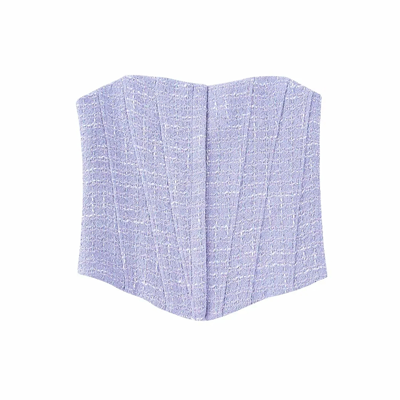 Fashion Purple Woven Textured Fishbone Top,Tank Tops & Camis
