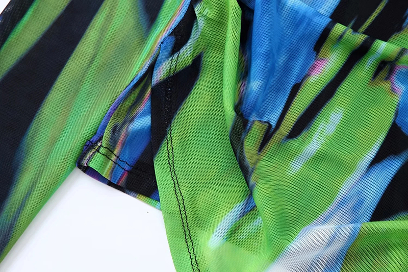 Fashion Green Woven Print Crew Neck Top,Tank Tops & Camis