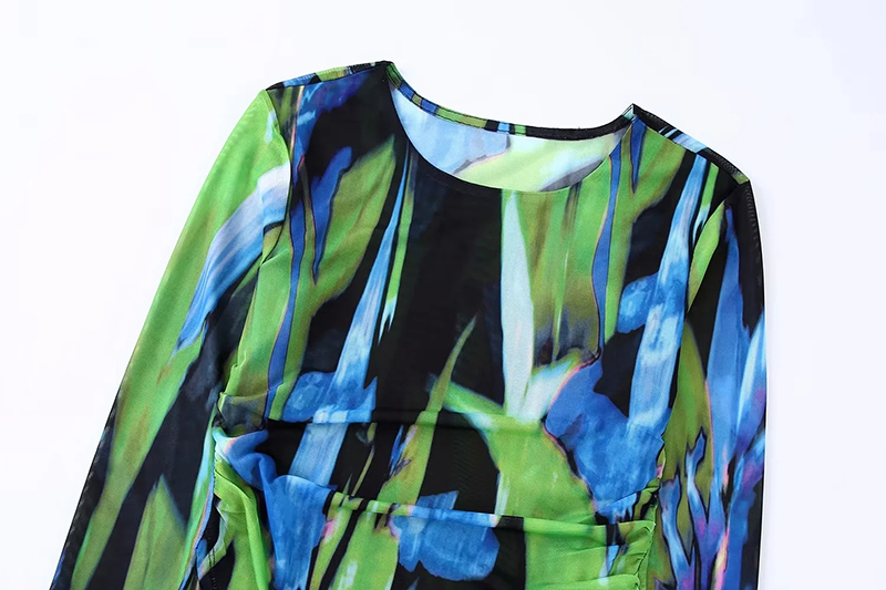 Fashion Green Woven Print Crew Neck Top,Tank Tops & Camis