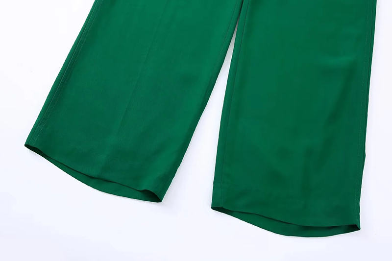 Fashion Dark Green Woven Straight-leg Trousers,Pants
