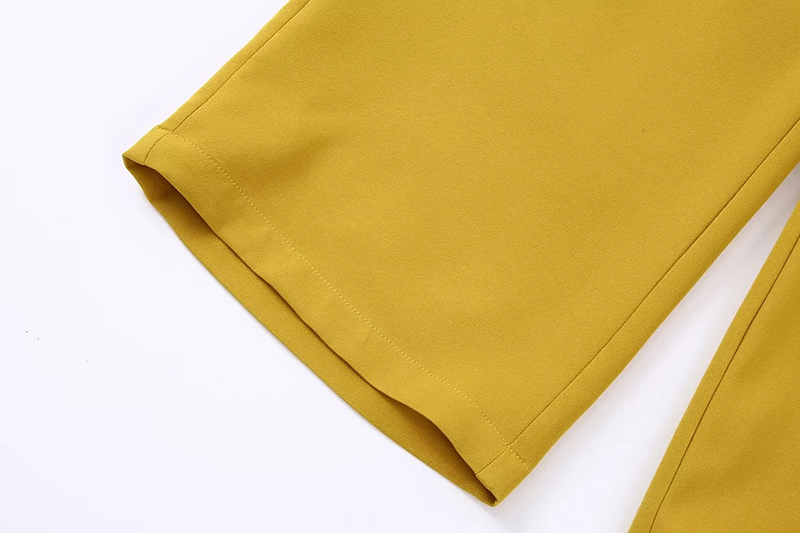 Fashion Yellow Polyester Straight Trousers,Pants
