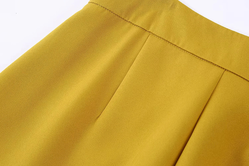 Fashion Yellow Polyester Straight Trousers,Pants