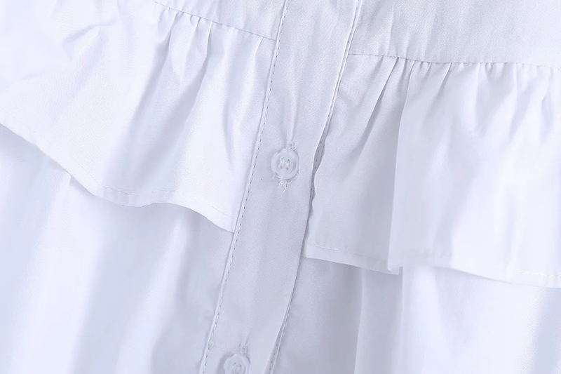 Fashion White Polyester Layered Lapel Button-down Shirt,Tank Tops & Camis
