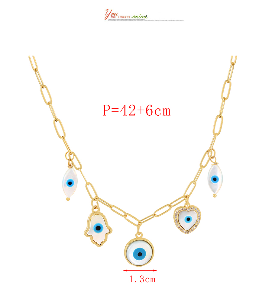 Fashion Gold Bronze Inlaid Zirconium Shell Eye Love Palm Pendant Necklace,Necklaces