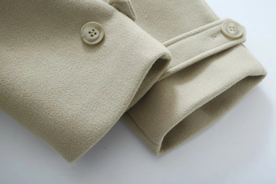 Fashion Armygreen Woolen Lapel Double-breasted Lace-up Coat,Coat-Jacket
