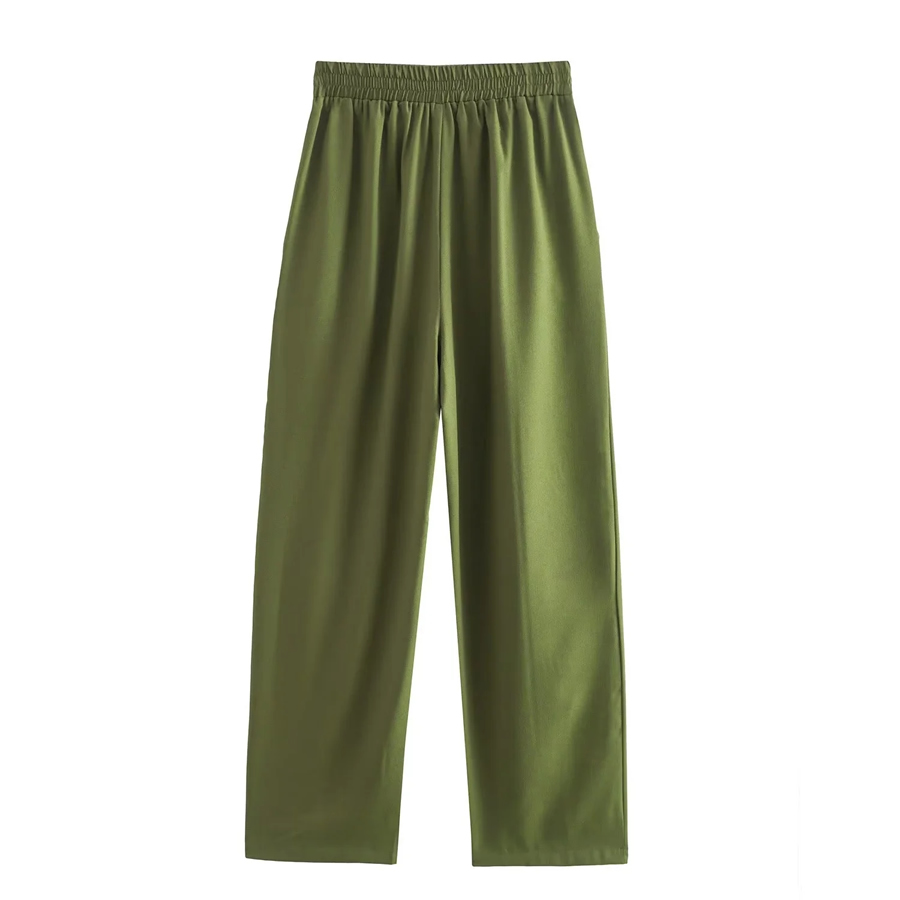 Fashion Green Solid Color Lace-up Trousers,Pants