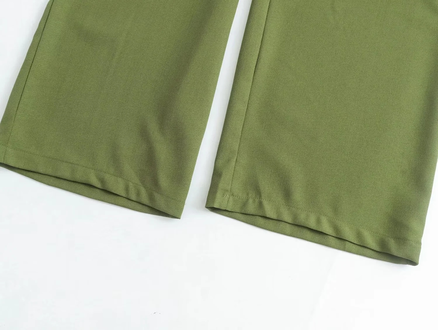 Fashion Green Solid Color Lace-up Trousers,Pants