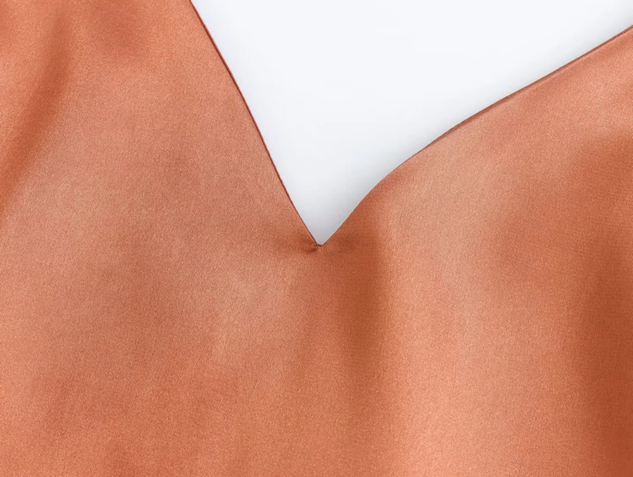 Fashion Orange V-neck Satin Slip Dress,Long Dress