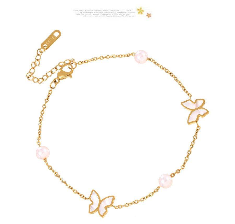 Fashion Rose Gold Titanium Shell Butterfly Pearl Chain Anklet,Fashion Anklets