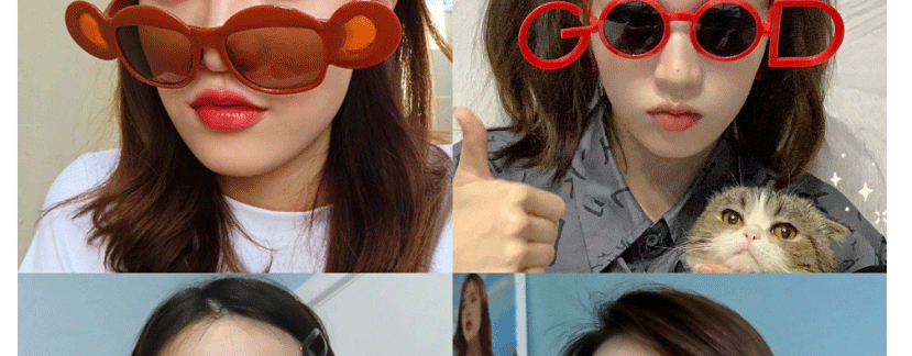 Fashion Brown Bear Grey Lenses Plastic Bear Sunglasses,Women Sunglasses