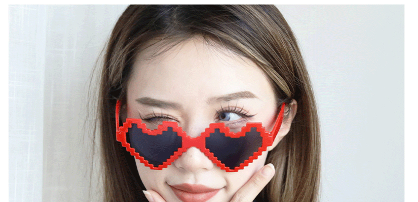 Fashion Red Abs Mosaic Heart Sunglasses,Women Sunglasses