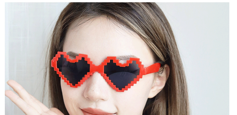 Fashion Pink Abs Mosaic Heart Sunglasses,Women Sunglasses