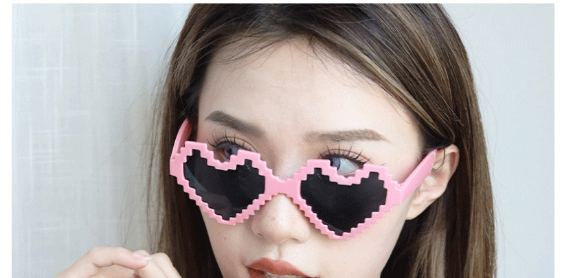Fashion Pink Abs Mosaic Heart Sunglasses,Women Sunglasses