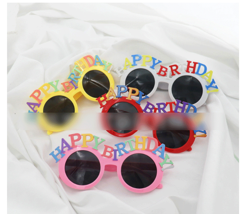 Fashion Purple Little Happy Birthday Abs Letter Round Frame Sunglasses,Women Sunglasses