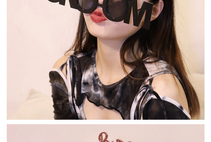 Fashion Black Groom Glasses Plastic Alphabet Sunglasses,Women Sunglasses