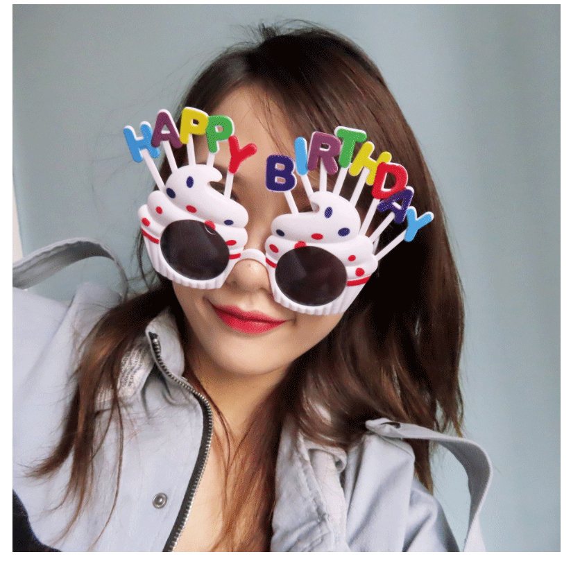 Fashion Birthday Blue (special Edition Light) Abs Letter Cake Sunglasses,Women Sunglasses