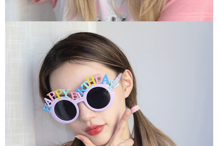 Fashion Single Layer Birthday Small Happy Pink Abs Alphabet Sunglasses,Women Sunglasses