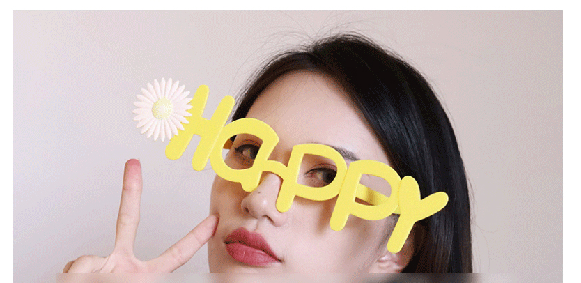 Fashion Yellow Happy Sun Flower Abs Alphabet Sunglasses,Women Sunglasses