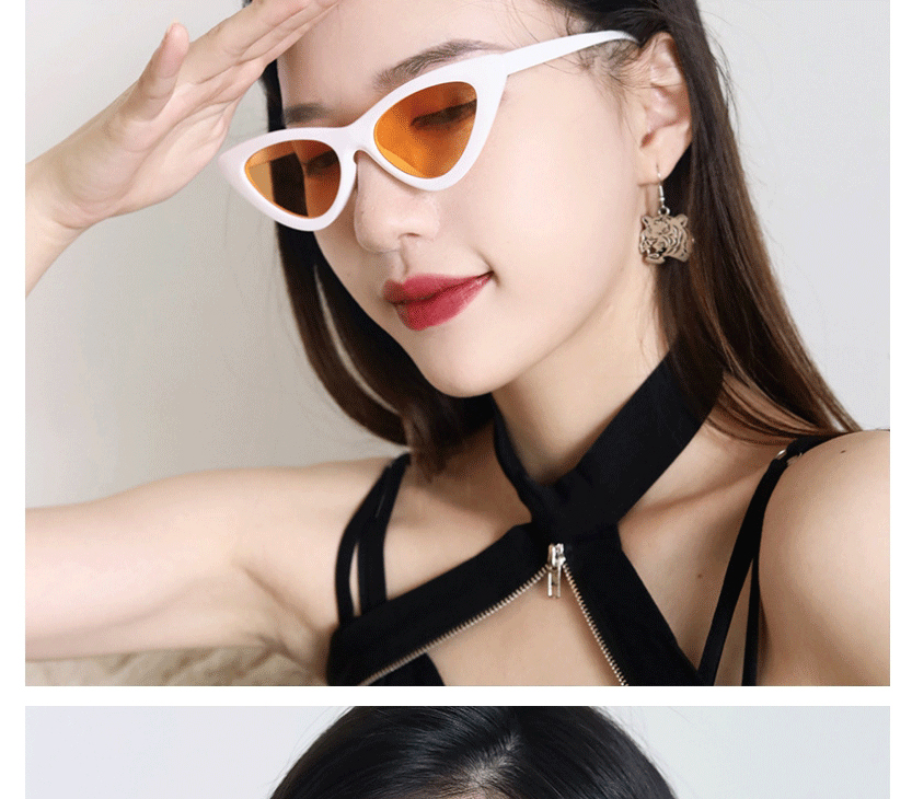 Fashion White Frame Blue Film Resin Cat Eye Triangle Sunglasses,Women Sunglasses