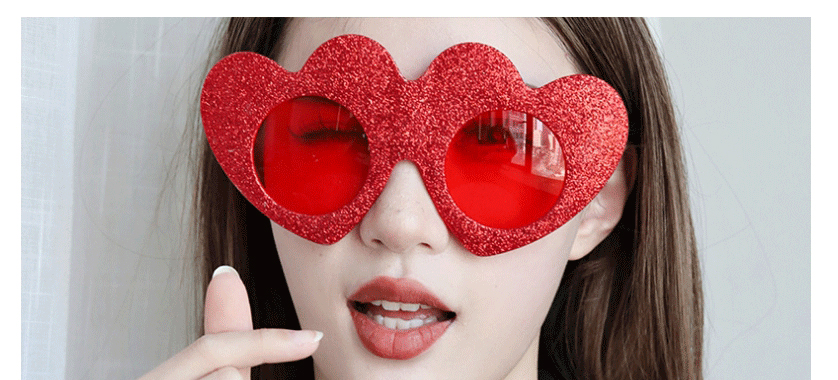 Fashion Big Gold Powder Heart - Red Abs Love Sunglasses,Women Sunglasses