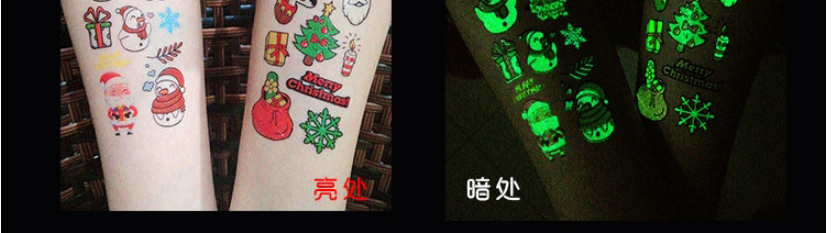 Fashion Luminous Christmas Y-022 Cartoon Christmas Luminous Tattoo Stickers,Tattoos&body Art