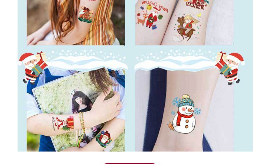 Fashion W Series Christmas Flower Arm 20 Sets Cartoon New Year Christmas Waterproof Tattoo Stickers,Tattoos&body Art