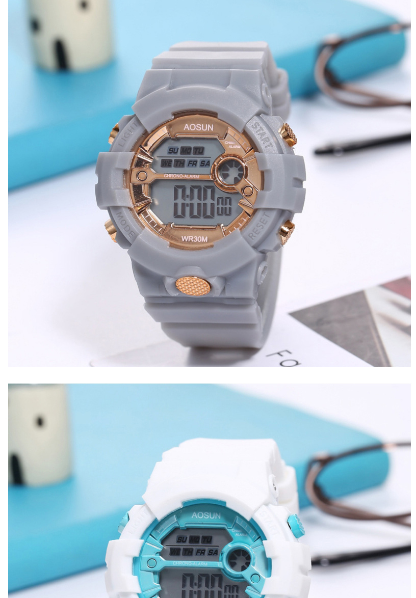 Fashion Grey Gold Pu Geometric Round Dial Watch,Ladies Watches