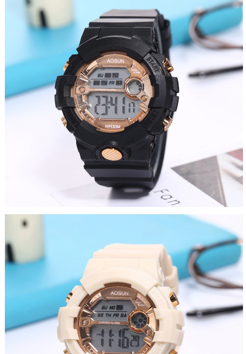 Fashion Black Gold Pu Geometric Round Dial Watch,Ladies Watches
