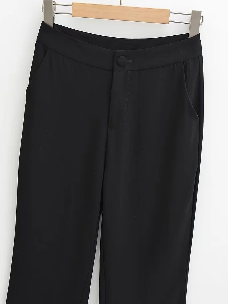 Fashion Black Solid Color Flared Trousers,Pants