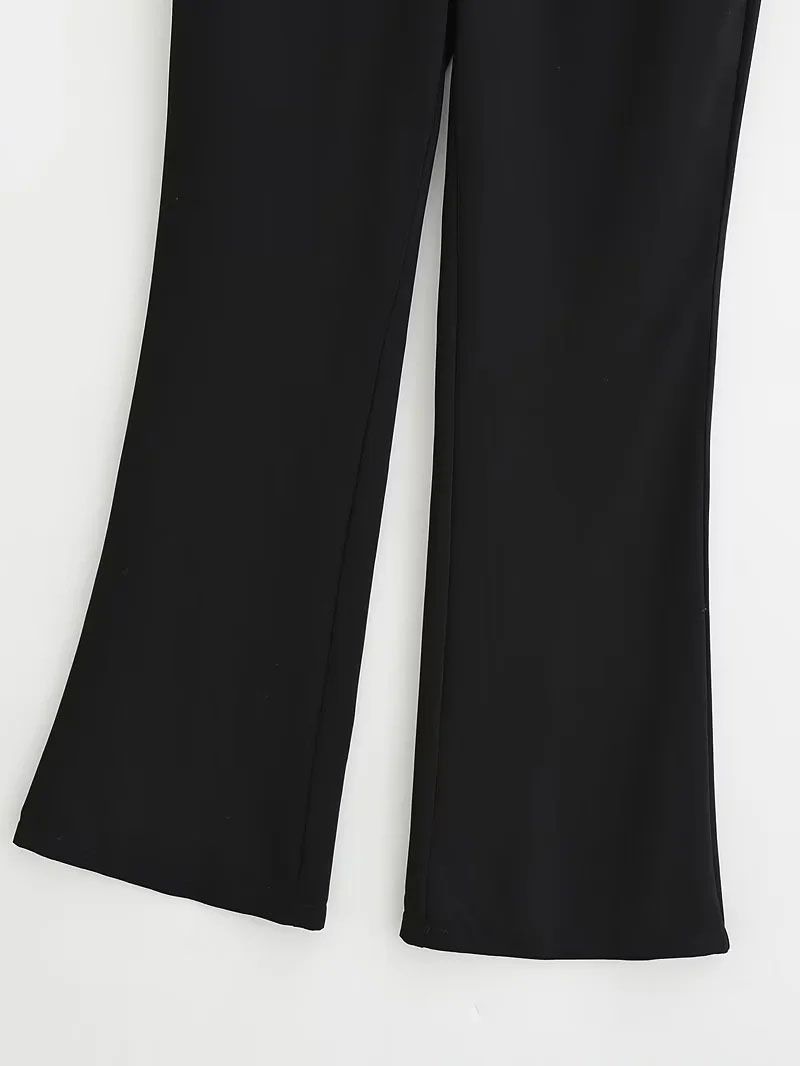 Fashion Black Solid Color Flared Trousers,Pants