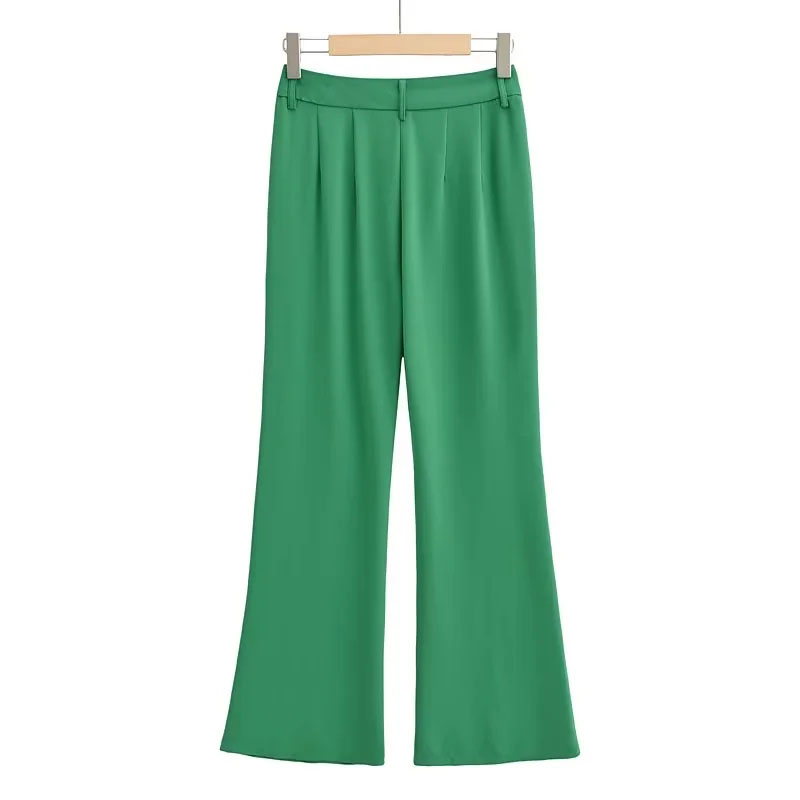 Fashion Blue Solid Color Flared Trousers,Pants