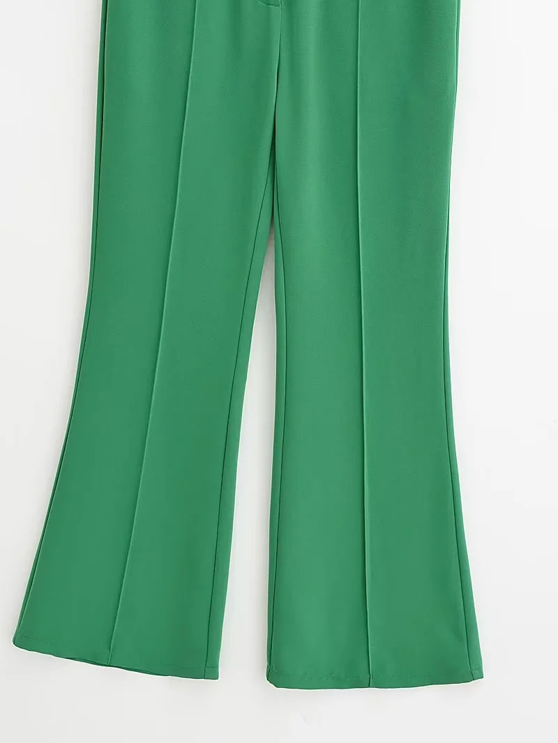 Fashion Blue Solid Color Flared Trousers,Pants