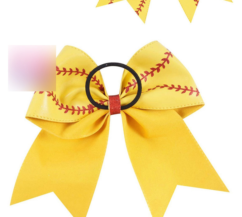 Fashion Yellow Warped Leather Embroidery Bow Hair Band,Hair Ring