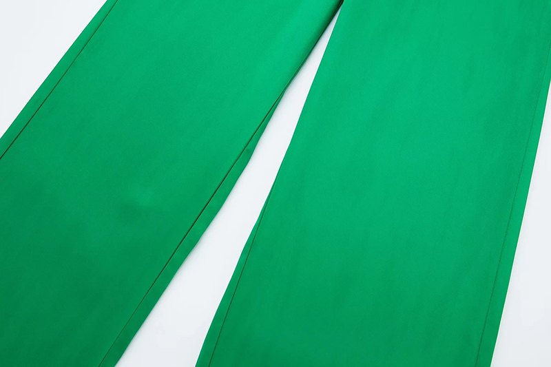 Fashion Green Silk-satin Wide-leg Trousers,Pants