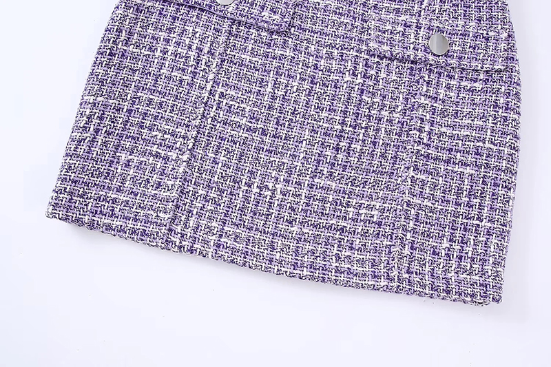 Fashion Purple Textured Two-pocket Skirt,Skirts