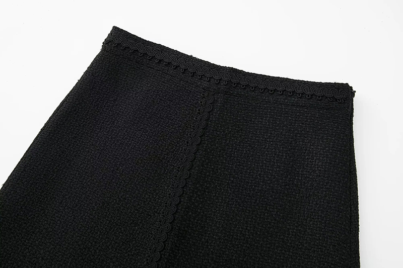 Fashion Black Polyester Textured Skirt,Skirts